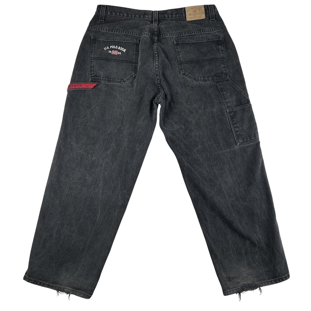 Vintage US Polo Assn Jeans Mens 38x29 Charcoal Baggy Carpenter Y2K Hip Hop 2000s